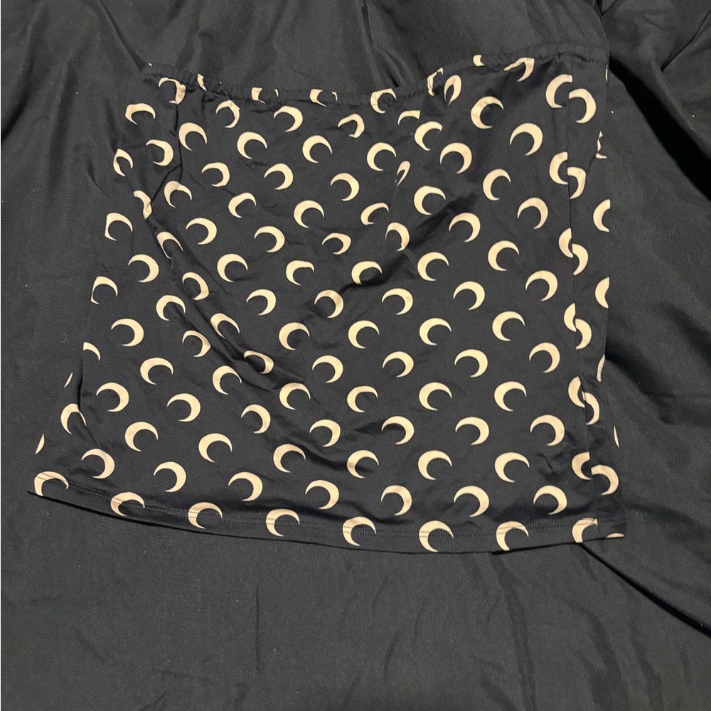 Marine Serre Black and Cream Crescent Crop Top